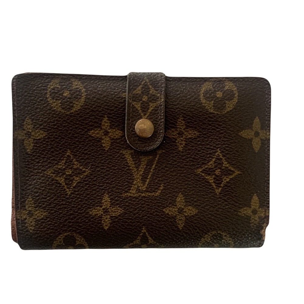LV Louis Vuitton VINTAGE BROWN SIGNATURE KISS LOCK WALLET